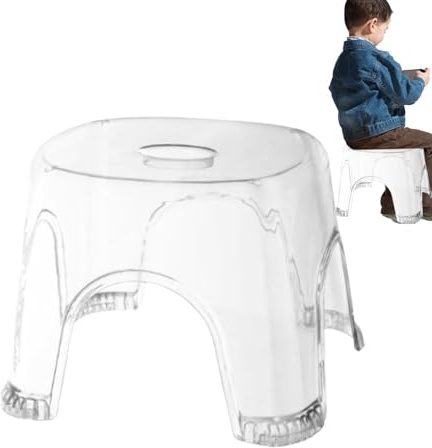 Generic Sgabello da Doccia Trasparente, Antiscivolo, Impermeabile, PP, Bianco, 26 x 22 x 20 cm, 600 g, 70 kg Max, Unisex, Platica Trasparente, Non Richiede Montaggio, 1 Unità