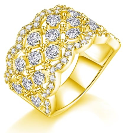 WAHZAUS Exquisitos anillos de eternidad de moissanita para mujer, corte redondo, color D, claridad VVS1, plata S925, anillos de boda de diamantes creados en laboratorio, elección ideal para parejas,