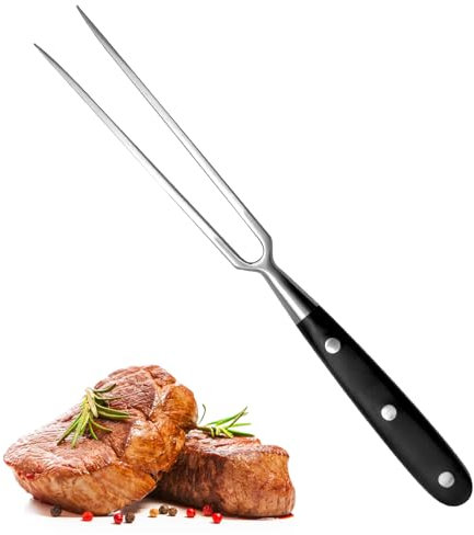 GDJIAJT Tenedor de carne de acero inoxidable con mango – 30 cm, tenedor para trinchar, tenedor para barbacoa, tenedor de servir, tenedor de asado, tenedor profesional multifuncional para carne, para