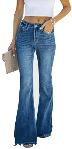 KUNMI Women's Flare Bell Bottom Jeans High Waisted Wide Leg Bootcut Jeans Stretchy Denim Pants