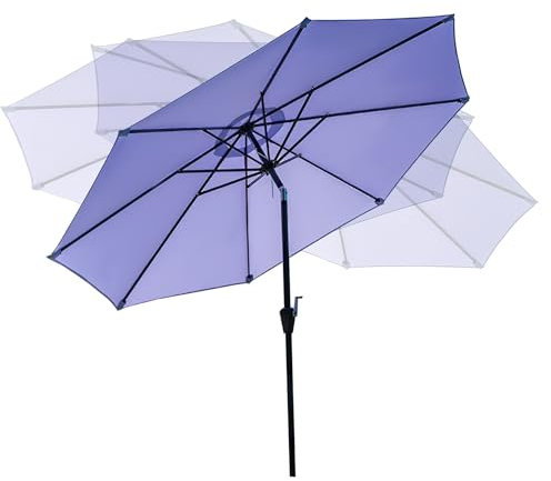 Parasol de Table Terrasse 270 cm Inclinable et Manivelle, Grand Parasol Protection UV pour Restaurant en Extérieur, Piscine