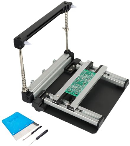 DOJOEUU Manual Small Screen Printing Station, SMT Steel Mesh Solder Paste Printing Table, Adjustable Thickness, Aluminum Alloy Body, High Precision PCB Stencil Printer for PCB Assembly(10cm)