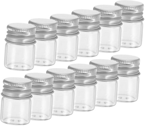 FIXOSHEE 12 Piezas botella de vidrio hermética ey desear largo boticario sellado mini tarros de cristal con tapa tarros de cristal con tapas recipiente de vidrio hermético Transparente