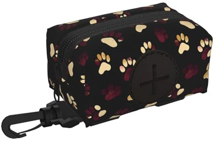 Soporte para bolsas de excrementos de perro para correa, suave y ligero, estampado dorado, dispensador de rollos, cierre de , accesorios para caminar con cremallera y mosquetón