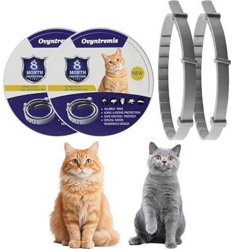 Natural Essential Oil Cat Collar, Adjustable & Comfortable, 2 Pack, Each Collar Lasts Up to 8 Weeks, Gentle Everyday Protection for Cats
