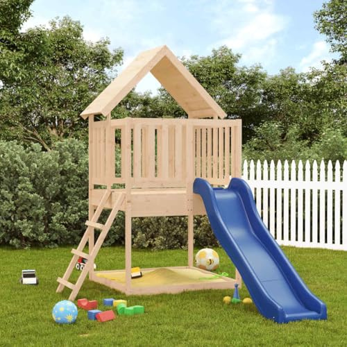 Genérico Parque Infantil de Exterior Madera Maciza de Pino, Columpios y estructuras de Juegos Marrón,3155933