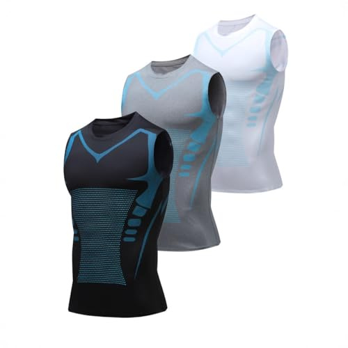 Slimfit Forgez Votre Silhouette, affirmez Votre Puissance Débardeur de Compression Homme [Lot de 3], Gilet de Sport Modelant Ionique, Respirant & Séchage Rapide