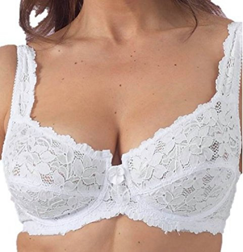 Marlon Ladies Underwired Bra Lace Bra Black or White Sizes 34-44 B-DD (38B, Black)