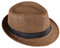 Strohhut Panama Fedora Trilby Gangster Hut Sonnenhut mit Stoffband Farbe:-Braun (Strohhut) Gr:-56