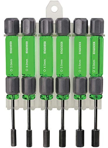Steckschlüssel-Schraubendreher-Satz, kleine Größen (metrisch) 3mm, 4mm, 4,5mm, 5mm, 5,5mm, 6mm, ENGINEER DK-14 Mit selbststehendem Halter