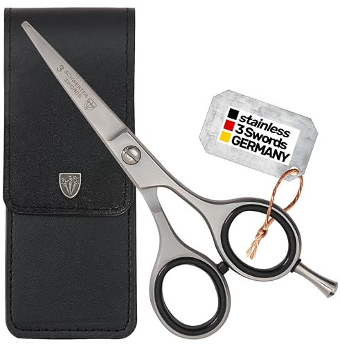 3 Swords Germany - Ciseaux de barbe et moustache professionnel inoxydable avec cas