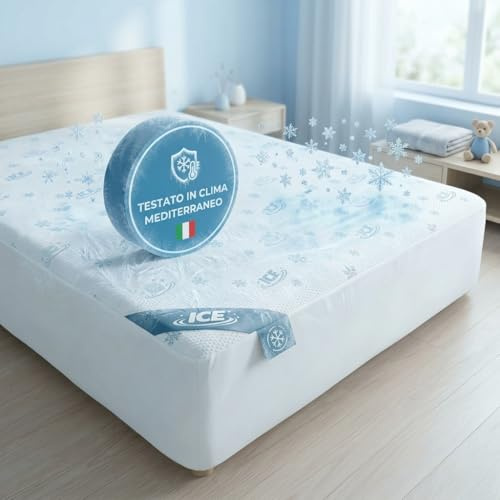 Marivor - Coprimaterasso Matrimoniale Rinfrescante160x190 160x200 – Proteggi Materasso Traspirante Viscosa Premium – Angoli Elasticizzati – Lavabile OEKO-TEX Made in Italy (Coprimaterasso 160x190)