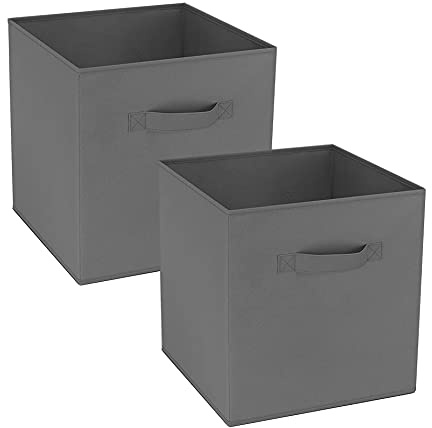 GREATOYAR Juego de 2 Cajas de Almacenamiento, Cajas de Almacenamiento de Tela, Cubos de Almacenamiento Plegables, Cajas de Juguetes Plegables, Cajas de Organización, 31x31x31cm, Gris Oscuro,2 Unidades