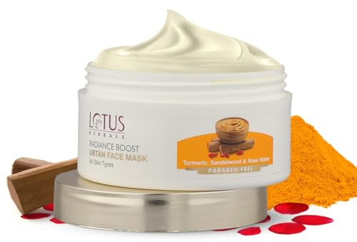 Lotus Herbals Radiance Boost Ubtan Face Mask | Turmeric, Sandalwood and Rose Water | Glowing Skin | Reducing Dark Spots | Paraben free | Mineral Oil Free | 100g