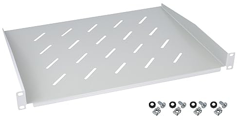 HMF 65499 hylla för serverskåp | 19 tum | 1 HE | 350 mm installationsdjup | ljusgrå