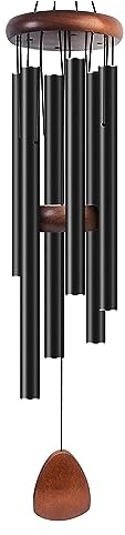 Zyqixluk Carillon à Vent Grand Ton Profond carillons a Vent Exterieur,Carillons éoliens en métal Aluminium,Decoration Jardin Zen décoration extérieure pour Jardin, Cour, Patio et Maison,Noir