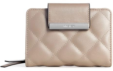 Nine West Slg French Designer Mirabella Geldbörse für Damen, mit Druckknopfhalter und Reißverschlussfach, alle mit Karten und Geld. Entworfen in weicher Rautensteppung mit Innenorganisation und