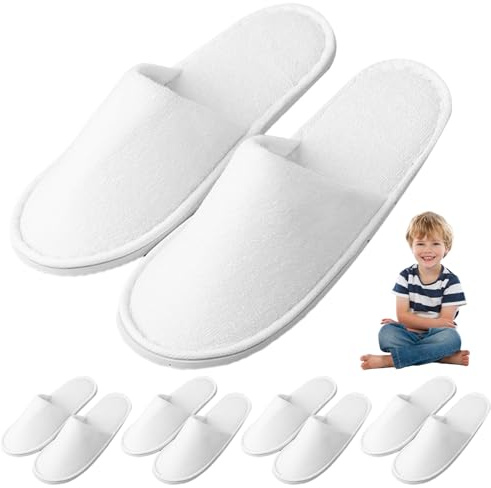 5 Paires de Pantoufles Jetables Respirantes et Sans Glissement pour Enfants 4-8 ans - Chambre d'Hôtel, Voyage et Maison