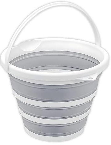 South Bend Components 2.6 Gallons Collapsible Bucket with Handle, Space Saving Design Portable Foldable Water Pail for Indoor/Outdoor, Mop, Boating, Camping, and Fishing (1-Pack)