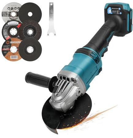 Trådlös vinkelslip för Makita 18 V/20 V batteri (inget batteri), 10 000 varv/min borstlöst slipverktyg med 125 mm slipblad för skärning, slipning, polering