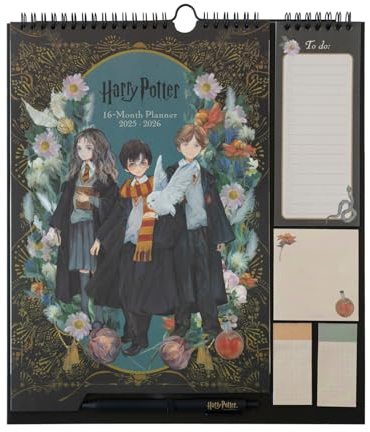 Grupo Erik: Calendario Famiglia 2026 Harry Potter | Calendario Harry Potter 2026 da muro con 4 colonne, 30x34cm, con To Do List, stickers e penna inclusa