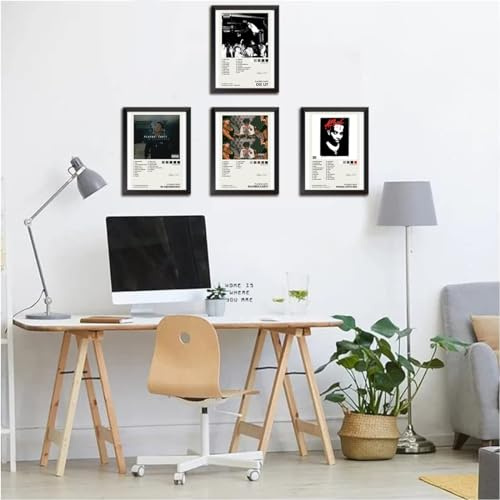 Poster su tela autografato con copertina dell'album musicale Playboi, set da 4, senza cornice, 40 x 60 cm