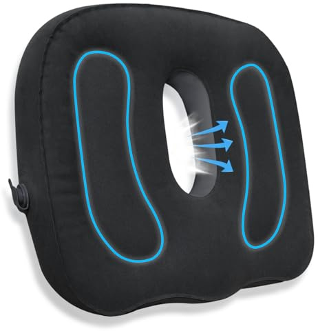 IKIJM Cojin Flotador Almorranas Hemorroides: Ortopédico Inflable Cojínes Aliviar para Dolor Rabadilla Asiento Decúbito Cóccix (Negro)