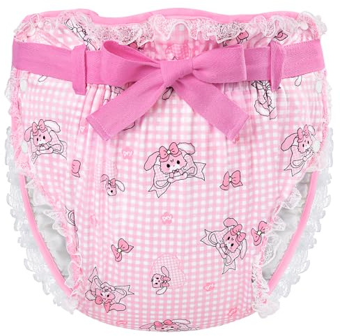 LittleForBig Silky Adult Ribbon Omutsu Diaper Wrap Cover Washable Adjustable Reusable Waterproof - Bunnies & Bows Usagi Pink XL