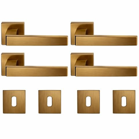 bricoleva.it 2 Coppie Maniglie Porta Interna Bronzata Disponibile in più Varianti - Maniglia Quadrata Colore Bronzo (Lia - 2 Coppie)