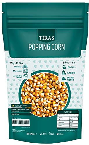 TIRAS Popping Corn Kernels USA Popcorn Seeds - Popcorn Kernels for Popcorn Maker, Air Popper, Stove-top & Microwave - Non GMO - Nut, Dairy & Gluten Free - 1kg