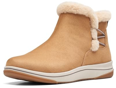 Clarks Cloudsteppers Women's Breeze Fur Ankle Boot, Tan Textile, 9 Medium US