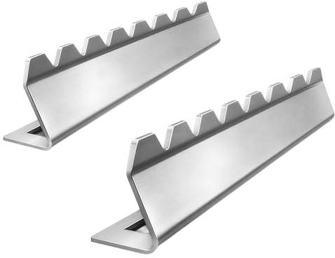 Barbecue Skewer Kabob Rack For Shish Kebab Skewers-Stainless Steel Compatible with Wood Round Steel Flat or Bamboo Skewers Universal Holder for Grill BBQ Grilling Accessories 2 Pack