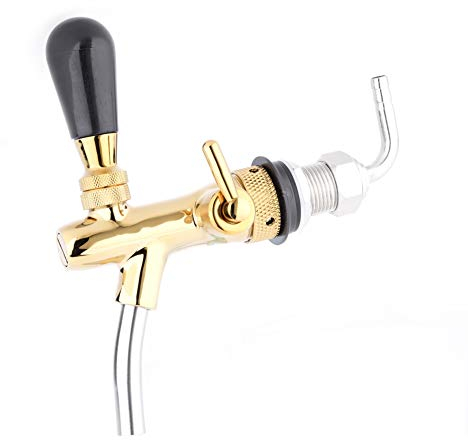 Rubinetto per Birra Regolabile, G5 / 8 Spillatori Per Birra, Acciaio Inossidabile G5/8 Rubinetto per Birra Regolabile con Gambo per Bar Casa per di Fusto di Birra(Oro)