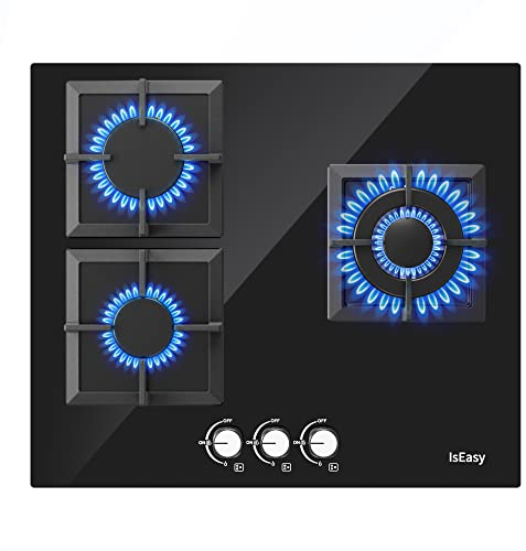 Piano Cottura a Gas, Piano cottura 3 fuochi gas incasso, Adatto per LPG e NG (7750W)