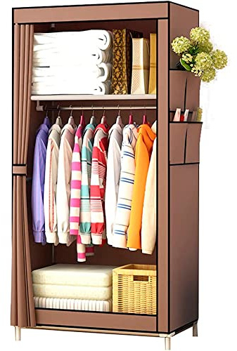 Nyana Home | Armario Vestidor Tela con Bolsillos Laterales | 160x70x45cm (Marrón)