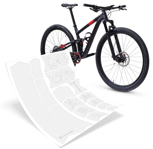 Riesel Design® - „Frame:Guard“ Fahrrad Rahmenschutz - Stylische Fahrrad Schutzfolie 17 Selbstklebende Shapes/MTB Rahmenschutzfolie für den gesamten Rahmen (Journey White)