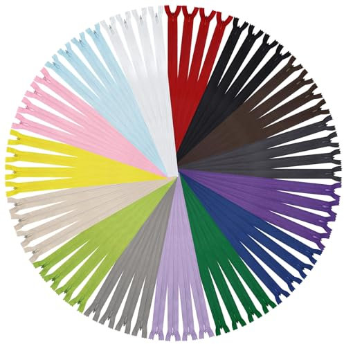 DOITEM 60 pz 15 cm Invisibile Multicolore Bobina di Nylon Cerniere per Cucito e Artigianato 15 Colori (Multicolore, 15cm)