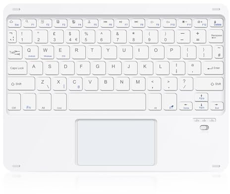 SOPPY Bärbart Bluetooth-tangentbord med uppladdningsbar pekplatta, trådlöst för iPad 9.7/10.2/Air/Pro, Samsung Tab, Lenovo Tab, iOS/Android/Windows