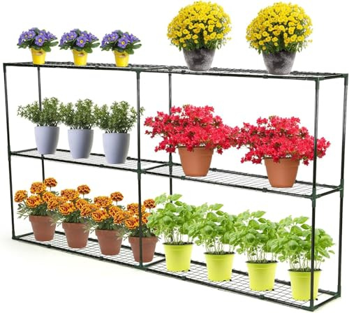 Greenfields 6-Tier Freestanding Greenhouse Shelving Rack – Outdoor Plant Stand for Potting, Pots, and Trays – Tiered Garden Staging Shelf for Plants - Multifunctional Storage