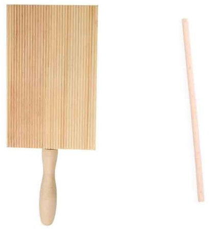 ChAusa Gnocchi Board Gnocchi Pasta Board Natural Gnocchi Boards Paddle Spaghetti Maker Tool to Easily Create Authentic Homemade Pasta and Butter Wood Gnocchi Board + Stick 8.5x13.5cm