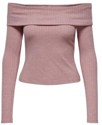 ONLY Långärmad damtröja ONLPIPER L/S Off Shoulder Top JRS, Ros elegans, XL