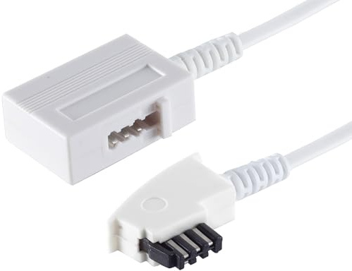 1aTTack.de 1 x 15 m – telefonförlängning 4-ledare TAE-F-kontakt – TAE-F-koppling telefonkabel vit
