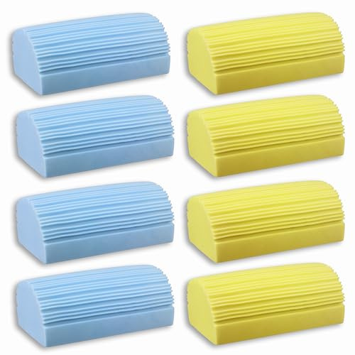 IPPA - Juego de 8 esponjas de PVA con perfil dentado, multisuperficie, suaves y reutilizables, ideales para ventanas, puertas, puertas, cocinas, etc. Ultra absorbentes