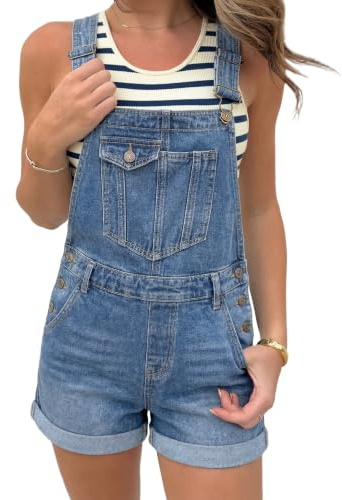 Fengbay Denim Overall Shorts for Women Adjustable Straps Dungarees Shorts