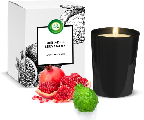Air wick Duftkerze Granatapfel und Bergamotte – bis zu 40 Stunden Brenndauer – 1 Stück dekorative Kerze