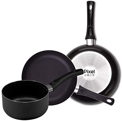 Chef Sauce 3-teiliges Pixel-Set: Kochtopf 16 und 2 Pfannen: 20 und 24 cm, gepresstes Aluminium