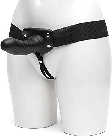 Lovehoney Perfect Partner Strap On Dildo - 6 Inch Realistic Hollow Strap On for Pegging - Adjustable with Popper Fastening - Waterproof - Black