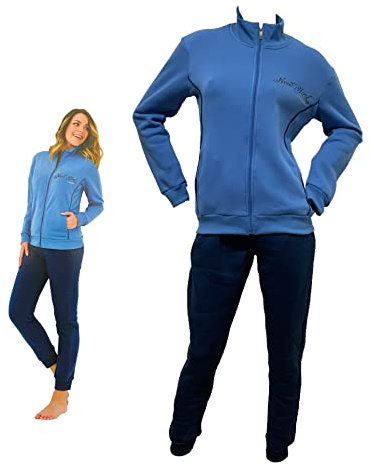 Il Granchio Tuta Donna in Felpa di Cotone Invernale, Vari Modelli, Sportiva, Garzata (6003 Denim, S)