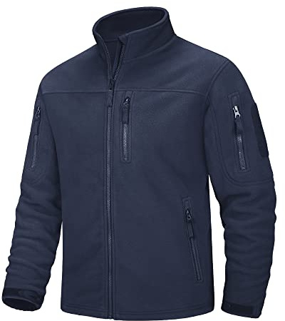 MAGCOMSEN Herren Übergangsjacke Military Tactical Winterjacke mit Voll Zip Hiking Jagd Windbreaker Herren Winddicht Taktische Jacken Vielen Taschen Airsoft Bekleidung Dunkelblau L