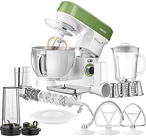 Sencor impastatrice planetaria, Robot da cucina multifunzione Potente, Motore da 1200W, con Illuminazione LED, 6 Velocità, Pulsante e 2 programmi NutriSmart, Kit Accessori Completo - Verde 3780